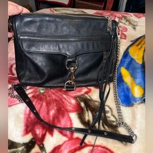 Rebecca minkoff black leather chain strap crossbody bag